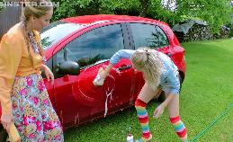 Nat van het auto wassen